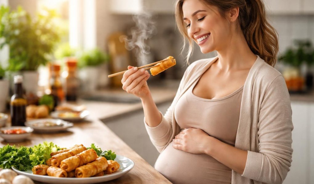 femme-enceinte-nems-cuisine-moderne