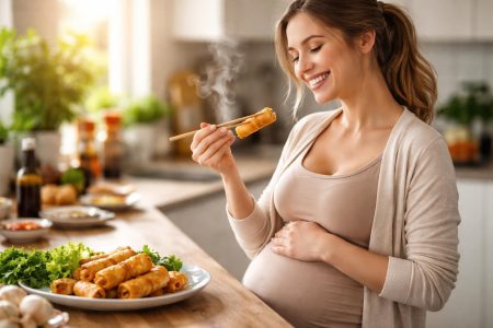 femme-enceinte-nems-cuisine-moderne