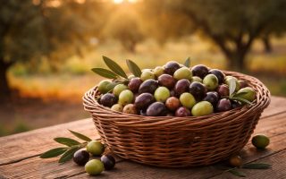 panier-olives-variées-table-bois