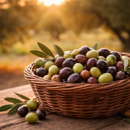 panier-olives-variées-table-bois