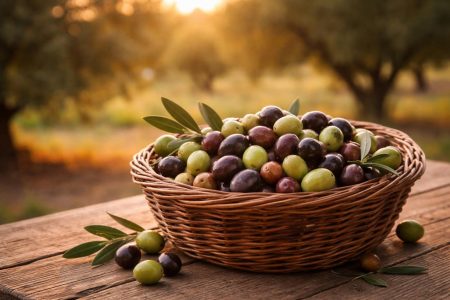 panier-olives-variées-table-bois