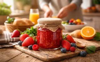 pot-confiture-fruits-table-bois