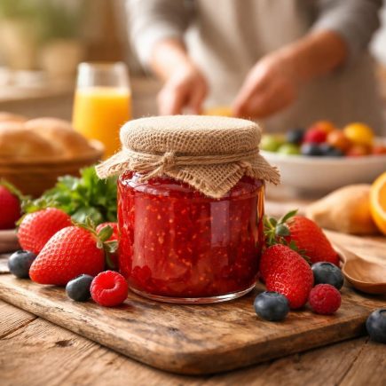 pot-confiture-fruits-table-bois