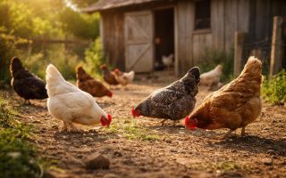 poules-poulailler-cour-ensoleillee