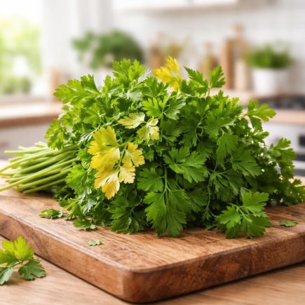 bouquet-persil-jauni-planche-bois